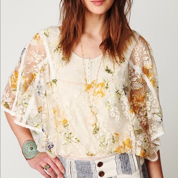 Free People Tops - Free People | Floral Chrissy Lace Dolman Top | S